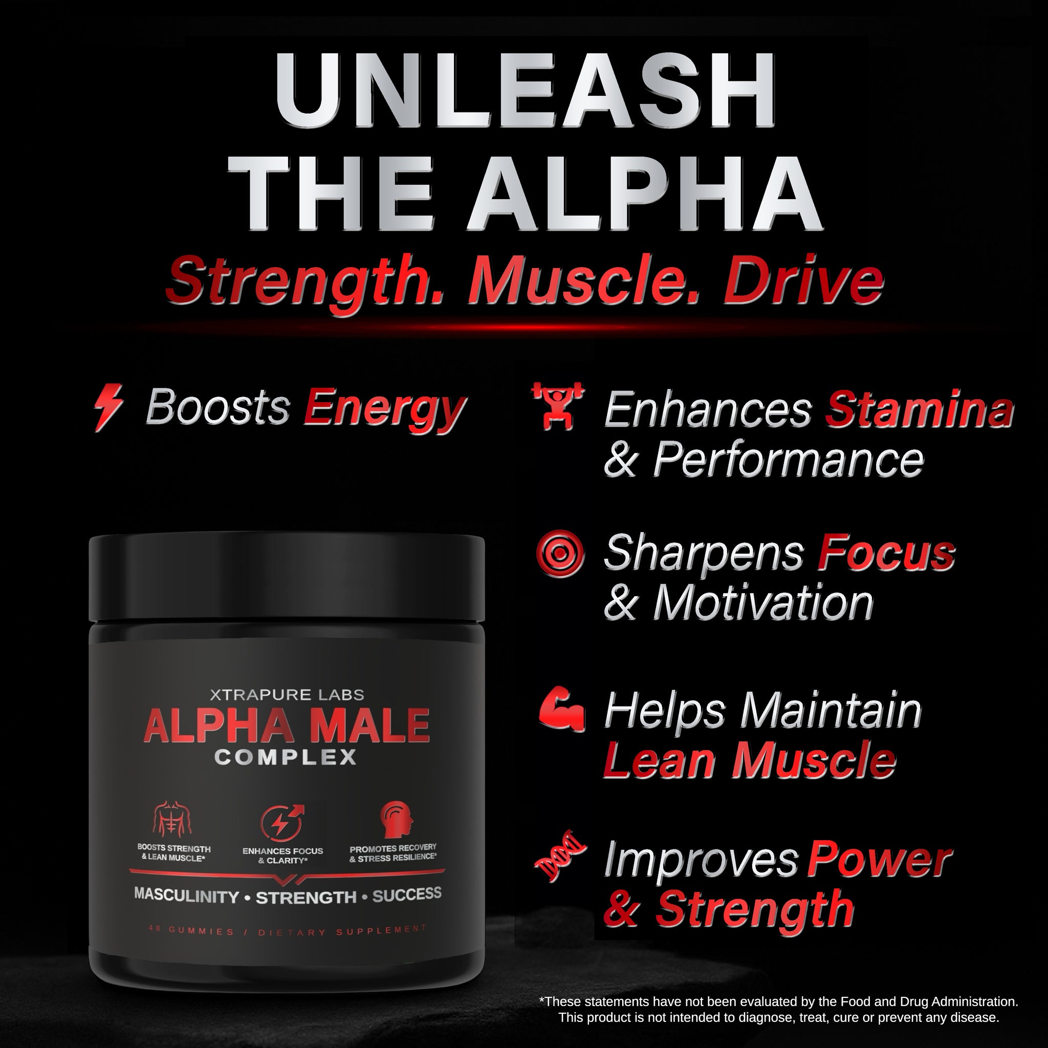 Alpha Male Complex - Gummies | High-Potency Men's Health Formula | Ton – Xtrapure Labs