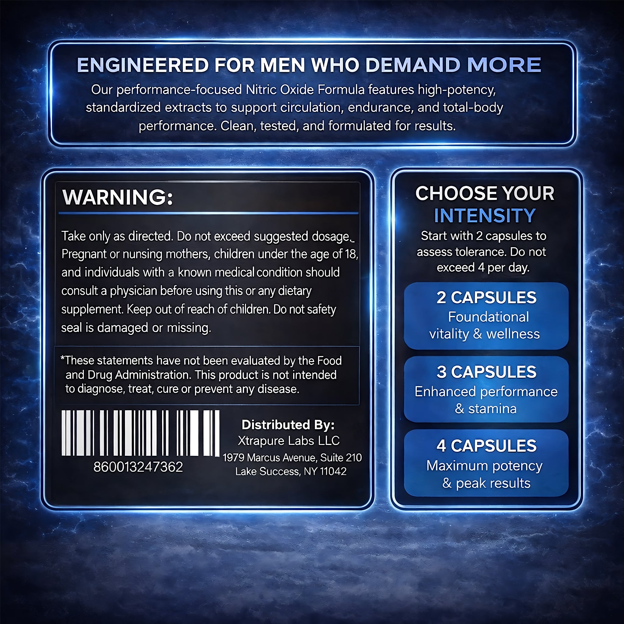 Alpha Male Complex – Nitric Oxide & Circulation High-Potency Performance & Blood Flow Support for Men | Clinically-Standardized Extracts | 60 Capsules